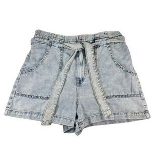 NWOT Banana Republic Womens Blue Denim Shorts Size 31/12 Petite Tie Utility